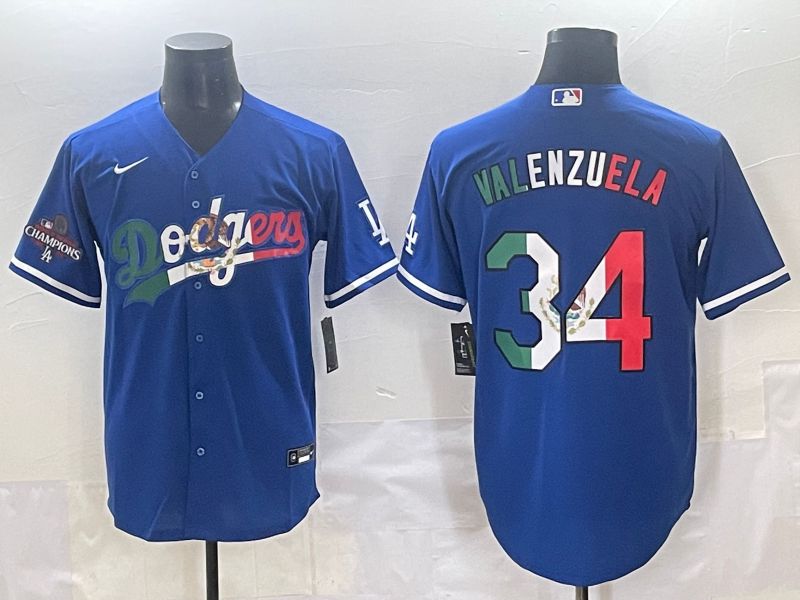 Men 2025 Los Angeles Dodgers 34 Valenzuela Blue Nike MLB Jersey style 7155